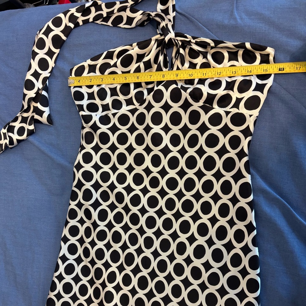 Laundry silk Halter tied Dress black and cream size 6 - Picture 6 of 9